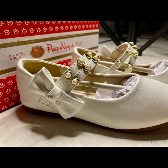 PANDANINJIA Girl's Toddler/Little Kid Cheryl Bow Princess Flower Ballerina Flats - Picture 5 of 8